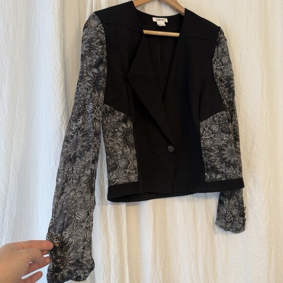 Helmut Lang Black Wool Silk Lightweight Blazer Size 6 Chiffon Luxury Chic - Picture 1 of 12